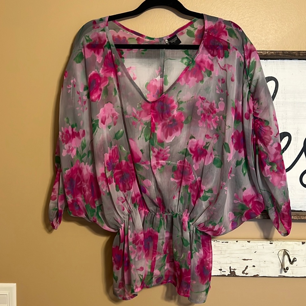 Passport Blouse with Cinched Waist Floral